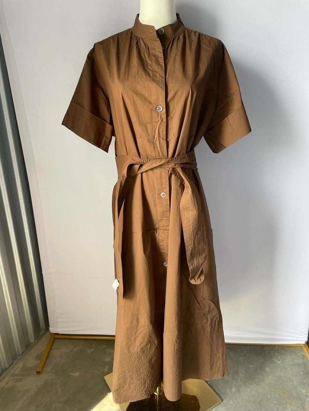 Tuckernuck Brown Cuffed Midi Shirt Dress